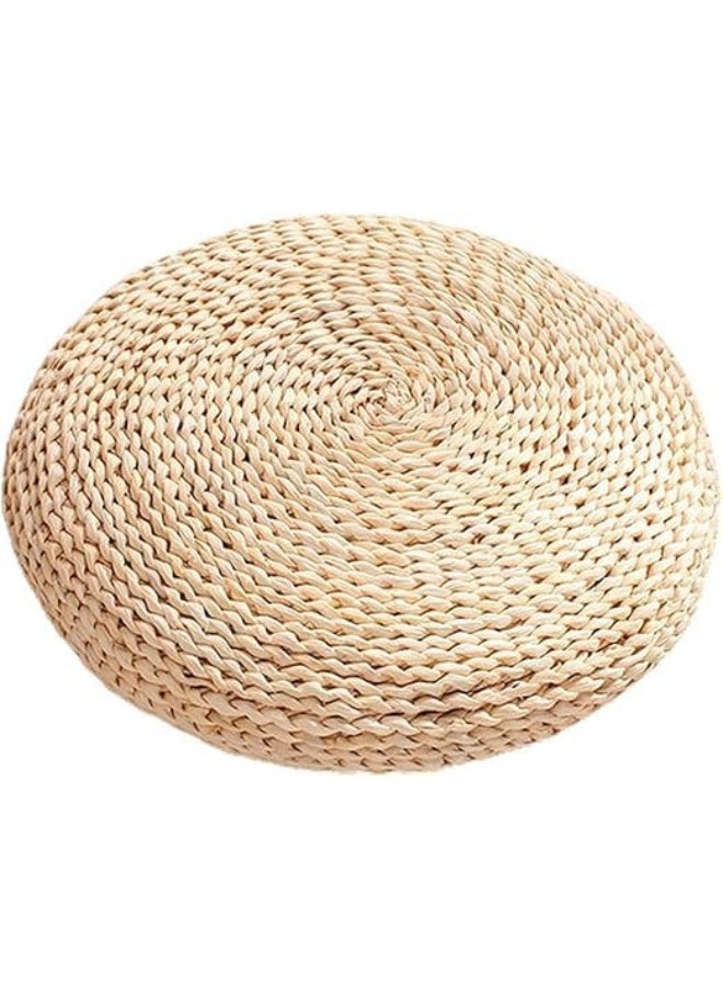 YINZUO Natural Woven Jute Floor Cushion, Handcrafted Round Pouf Seat, Decorative Boho Meditation Pillow, Eco-Friendly Tatami Seating Pad for Living Room, Bedroom