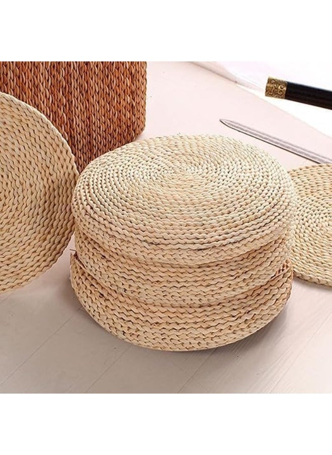 YINZUO Natural Woven Jute Floor Cushion, Handcrafted Round Pouf Seat, Decorative Boho Meditation Pillow, Eco-Friendly Tatami Seating Pad for Living Room, Bedroom