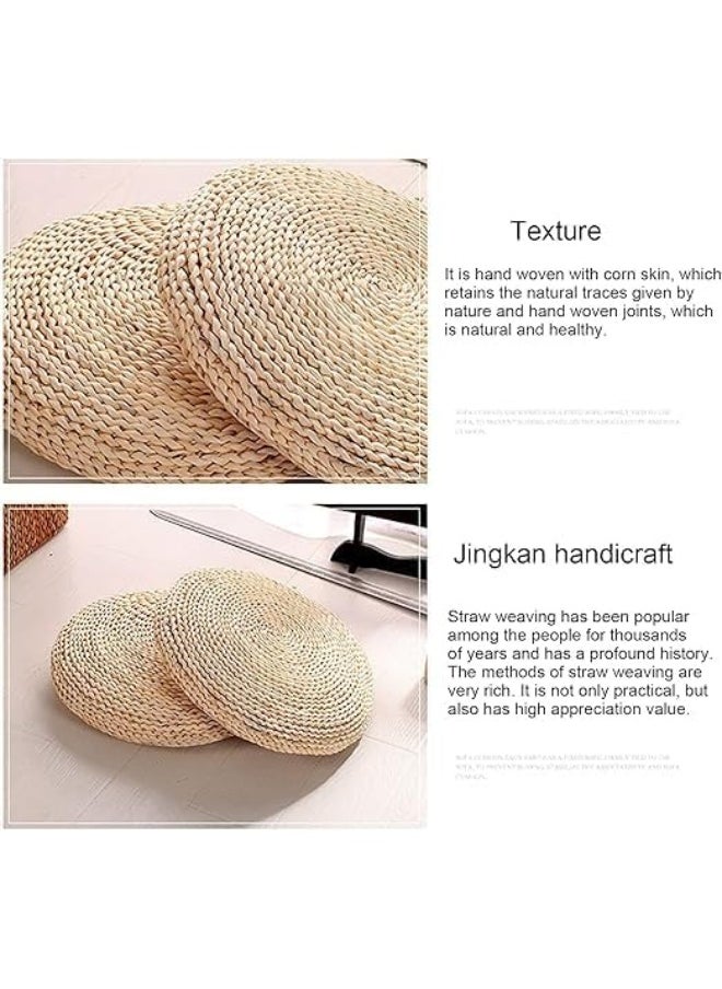 YINZUO Natural Woven Jute Floor Cushion, Handcrafted Round Pouf Seat, Decorative Boho Meditation Pillow, Eco-Friendly Tatami Seating Pad for Living Room, Bedroom
