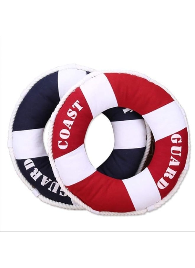 Fish Shaped Cotton and Linen Pillow Nautical Theme Cushions Lifebuoy Sailboat, Anchor, Rope Heart, Pentagram Mediterranean Style Nursery Stuffed Animal Pillow Coastal Throw Pillows (Lifebuoy 2)