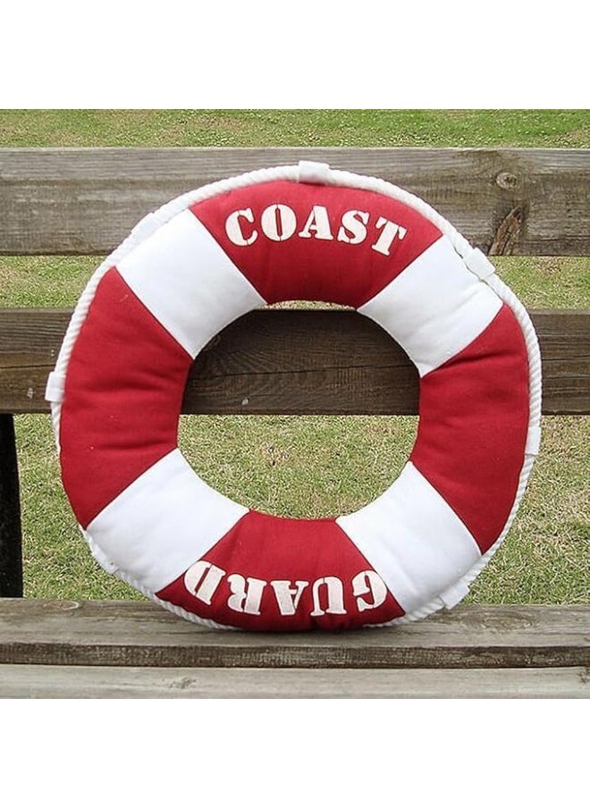 Fish Shaped Cotton and Linen Pillow Nautical Theme Cushions Lifebuoy Sailboat, Anchor, Rope Heart, Pentagram Mediterranean Style Nursery Stuffed Animal Pillow Coastal Throw Pillows (Lifebuoy 2)