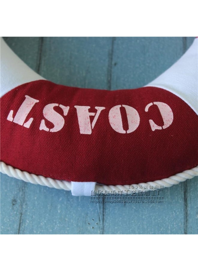 Fish Shaped Cotton and Linen Pillow Nautical Theme Cushions Lifebuoy Sailboat, Anchor, Rope Heart, Pentagram Mediterranean Style Nursery Stuffed Animal Pillow Coastal Throw Pillows (Lifebuoy 2)