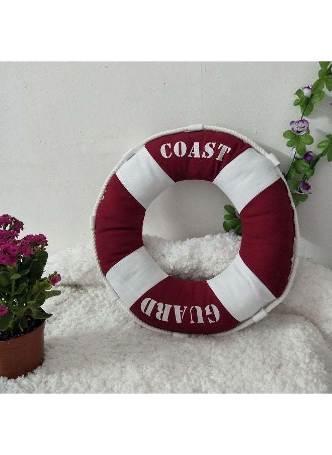 Fish Shaped Cotton and Linen Pillow Nautical Theme Cushions Lifebuoy Sailboat, Anchor, Rope Heart, Pentagram Mediterranean Style Nursery Stuffed Animal Pillow Coastal Throw Pillows (Lifebuoy 2)
