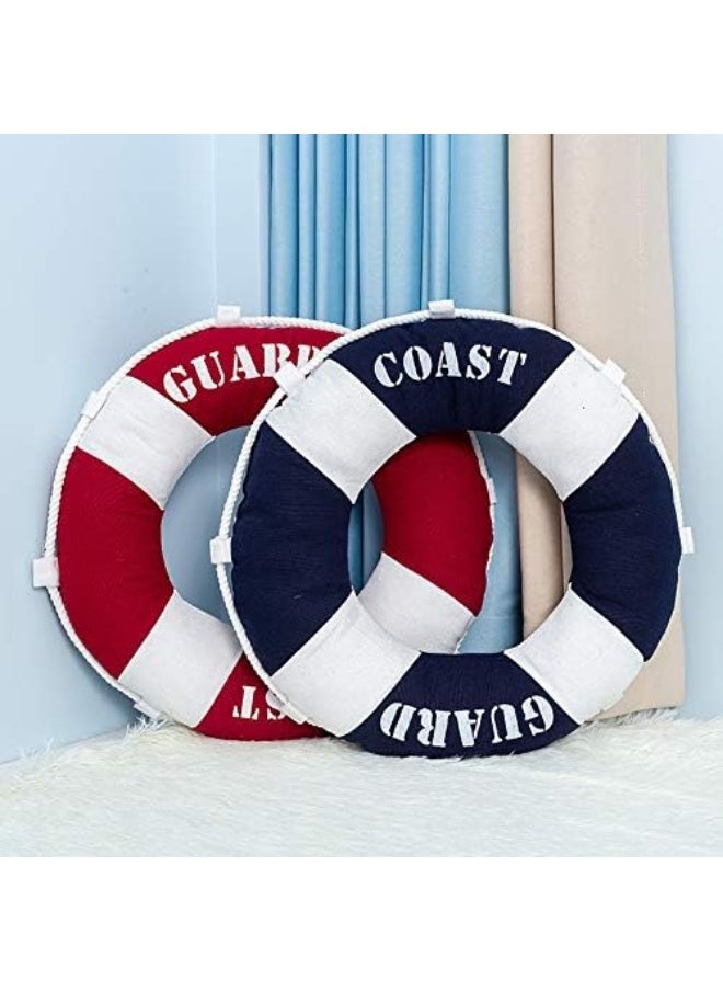 Fish Shaped Cotton and Linen Pillow Nautical Theme Cushions Lifebuoy Sailboat, Anchor, Rope Heart, Pentagram Mediterranean Style Nursery Stuffed Animal Pillow Coastal Throw Pillows (Lifebuoy 2)