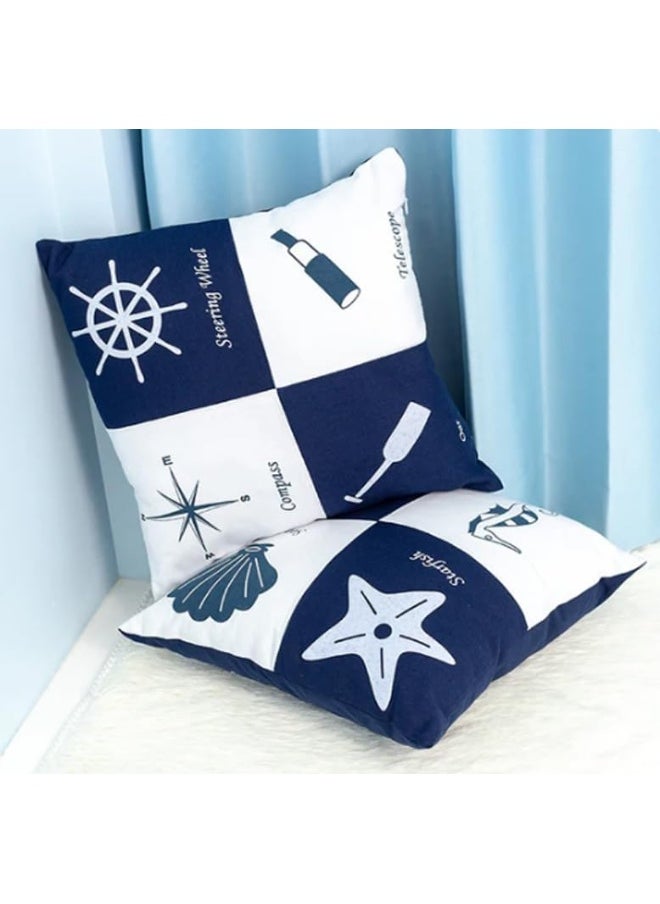 Fish Shaped Cotton and Linen Pillow Nautical Theme Cushions Lifebuoy Sailboat, Anchor, Rope Heart, Pentagram Mediterranean Style Nursery Stuffed Animal Pillow Coastal Throw Pillows