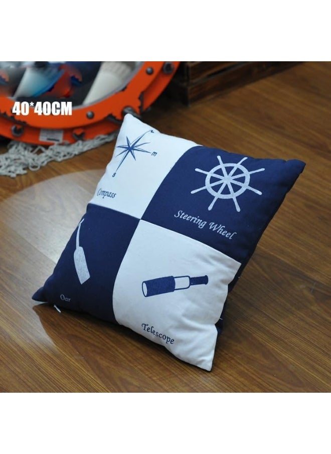 Fish Shaped Cotton and Linen Pillow Nautical Theme Cushions Lifebuoy Sailboat, Anchor, Rope Heart, Pentagram Mediterranean Style Nursery Stuffed Animal Pillow Coastal Throw Pillows
