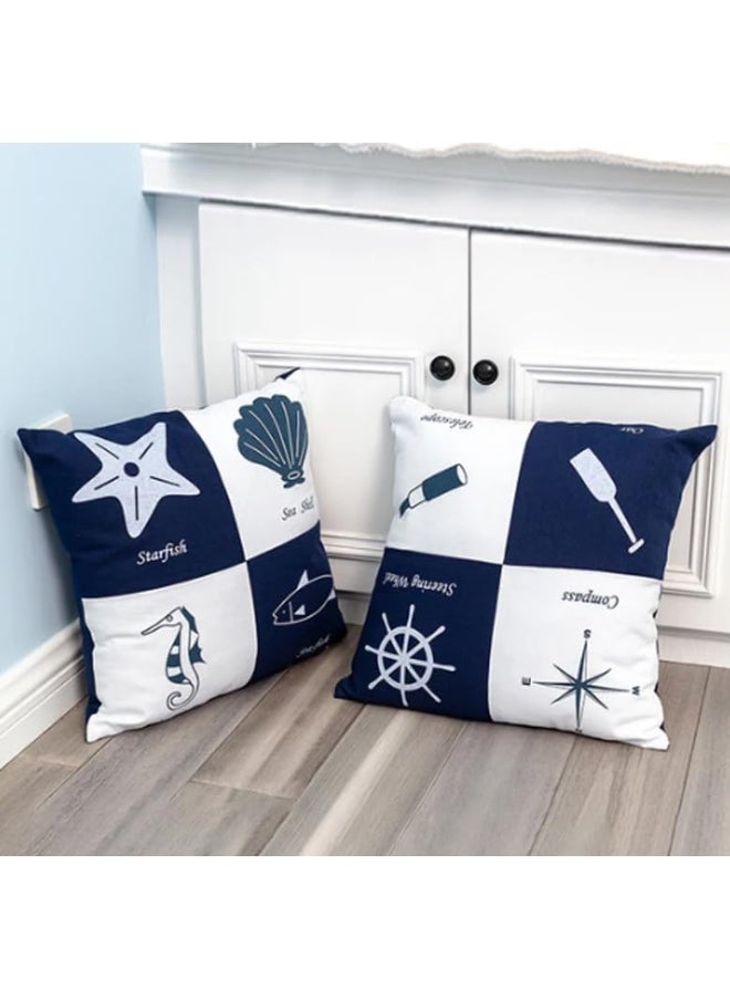 Fish Shaped Cotton and Linen Pillow Nautical Theme Cushions Lifebuoy Sailboat, Anchor, Rope Heart, Pentagram Mediterranean Style Nursery Stuffed Animal Pillow Coastal Throw Pillows