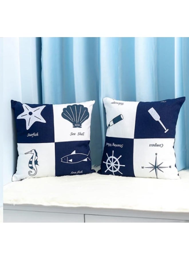 Fish Shaped Cotton and Linen Pillow Nautical Theme Cushions Lifebuoy Sailboat, Anchor, Rope Heart, Pentagram Mediterranean Style Nursery Stuffed Animal Pillow Coastal Throw Pillows