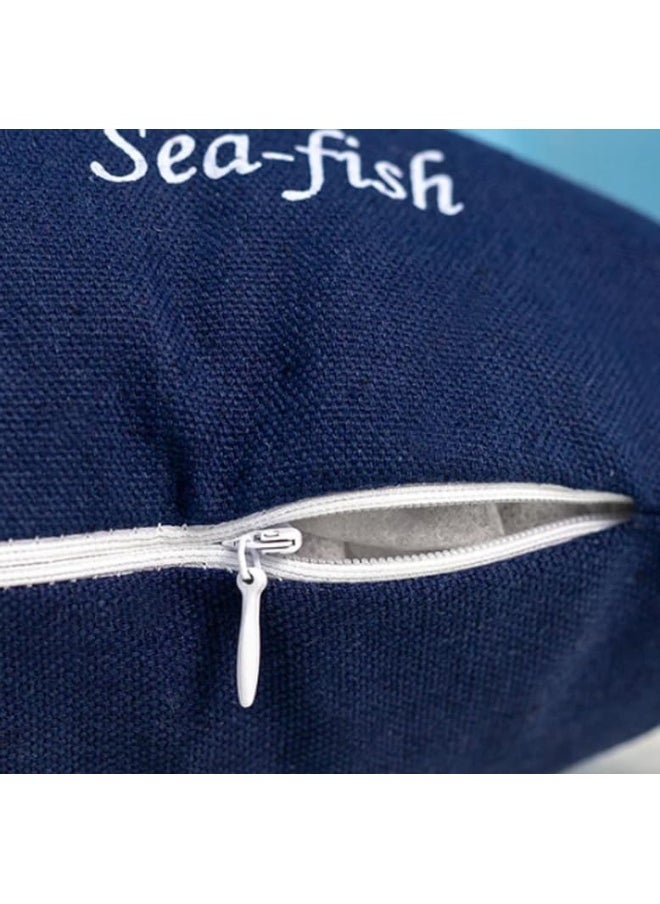 Fish Shaped Cotton and Linen Pillow Nautical Theme Cushions Lifebuoy Sailboat, Anchor, Rope Heart, Pentagram Mediterranean Style Nursery Stuffed Animal Pillow Coastal Throw Pillows