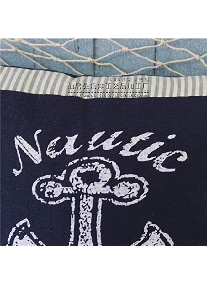 Fish Shaped Cotton and Linen Pillow Nautical Theme Cushions Lifebuoy Sailboat, Anchor, Rope Heart, Pentagram Mediterranean Style Nursery Stuffed Animal Pillow Coastal Throw Pillows (Square Anchor 2)