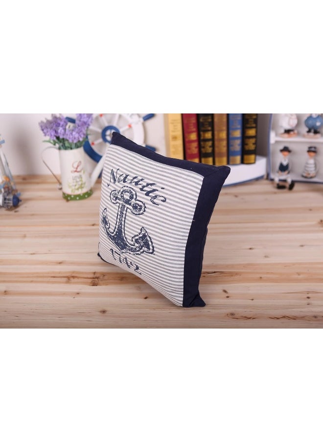 Fish Shaped Cotton and Linen Pillow Nautical Theme Cushions Lifebuoy Sailboat, Anchor, Rope Heart, Pentagram Mediterranean Style Nursery Stuffed Animal Pillow Coastal Throw Pillows (Square Anchor 1)