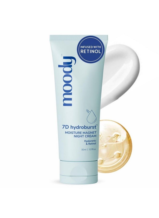 7D Hydro Burst Moisture Magnet Night Cream With Hyaluronic Acid | Repairs Dark Spot, Blemishes, & Wrinkles | Paraben Free | Lightweight, Quick-Absorbing, Non-Sticky Moisturizer, 30Ml