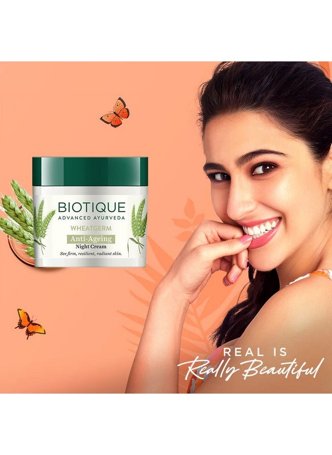 Wheat Germ Anti- Ageing Night Cream | Reduces Fine Lines | Lightens Dark Spots | 100% Botanical Extracts | Suitable For All Skin Types | 50G