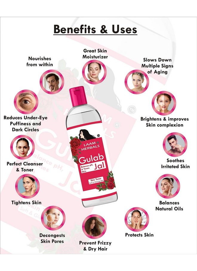 Herbals Rose Water & Refined Glycerine | Steam Distilled | Pure & Natural | Skin Softner, Balance Ph, Skin Toner (Pack Of 100 Ml + 125 G)