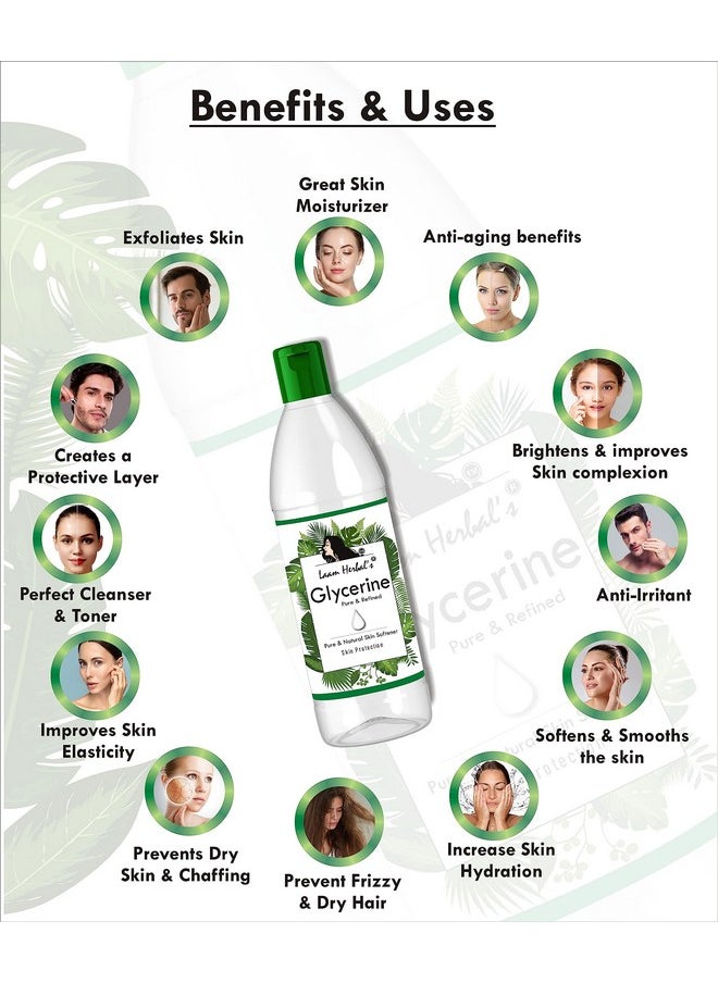 Herbals Rose Water & Refined Glycerine | Steam Distilled | Pure & Natural | Skin Softner, Balance Ph, Skin Toner (Pack Of 100 Ml + 125 G)