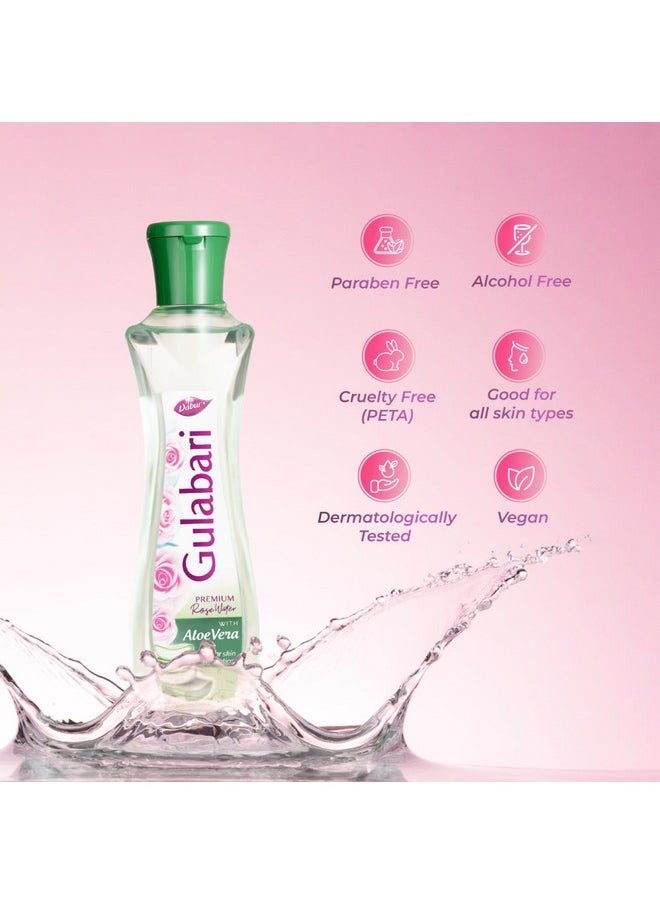 Gulabari Premium Rose Water With Aloe Vera - 1200 Ml (400Ml X 3) | Upto 8 Hr Skin Hydration | Cleanses, Tones And Moisturises Skin | For All Skin Types