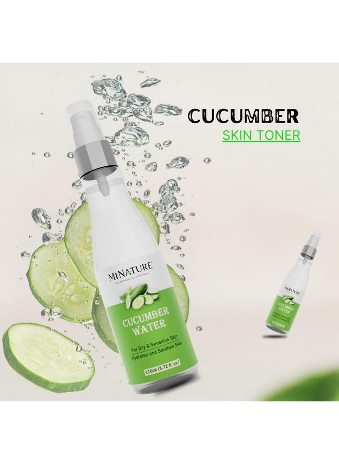 Mi Nature Cucumber Water Pure & Natural | Natural Toner | All Skin Type|Cruelty Free |Chemical Free|Made In India| 110Ml (3.72 Fl. Oz.)| Derived From Steam Distillation Of Fresh Cucumber|Makeup Removal