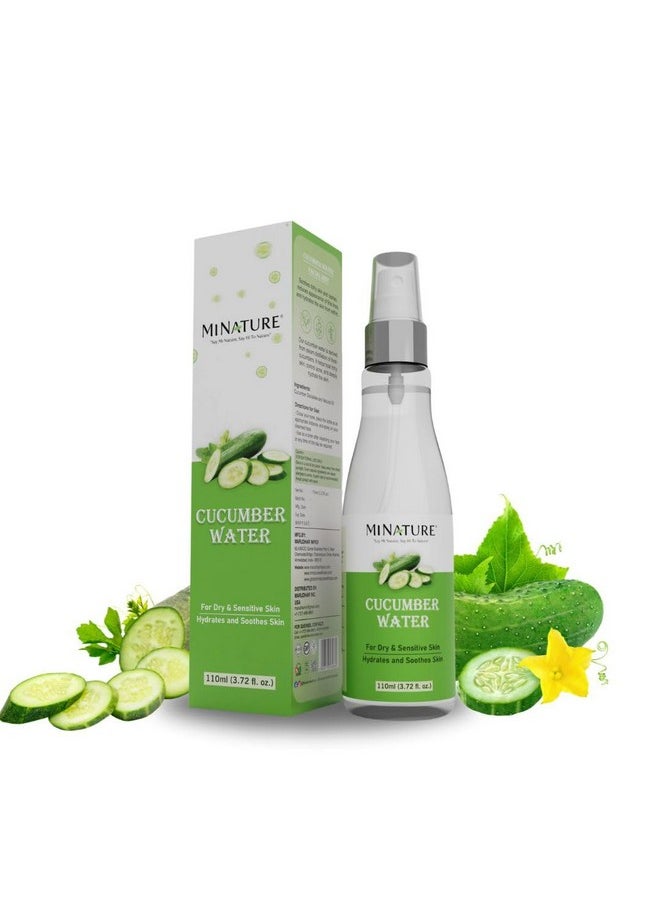 Mi Nature Cucumber Water Pure & Natural | Natural Toner | All Skin Type|Cruelty Free |Chemical Free|Made In India| 110Ml (3.72 Fl. Oz.)| Derived From Steam Distillation Of Fresh Cucumber|Makeup Removal