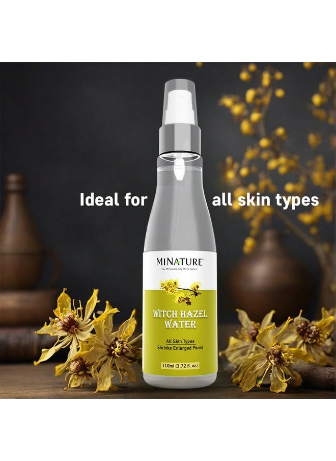 Mi Nature Witch Hazel Water |Pure & Natural | Natural Toner | All Skin Type|Cruelty Free |Chemical Free|Made In India| 110Ml (3.72 Fl. Oz.)| Real Essence Of Steam-Distilled Witch Hazel|