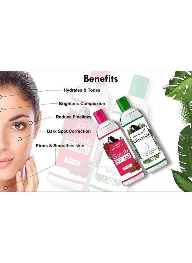 Herbals Rose Water & Refined Glycerine ; Steam Distilled ; Pure & Natural ; Skin Softner Balance Ph Skin Toner (Pack Of 100 Ml + 125 G)