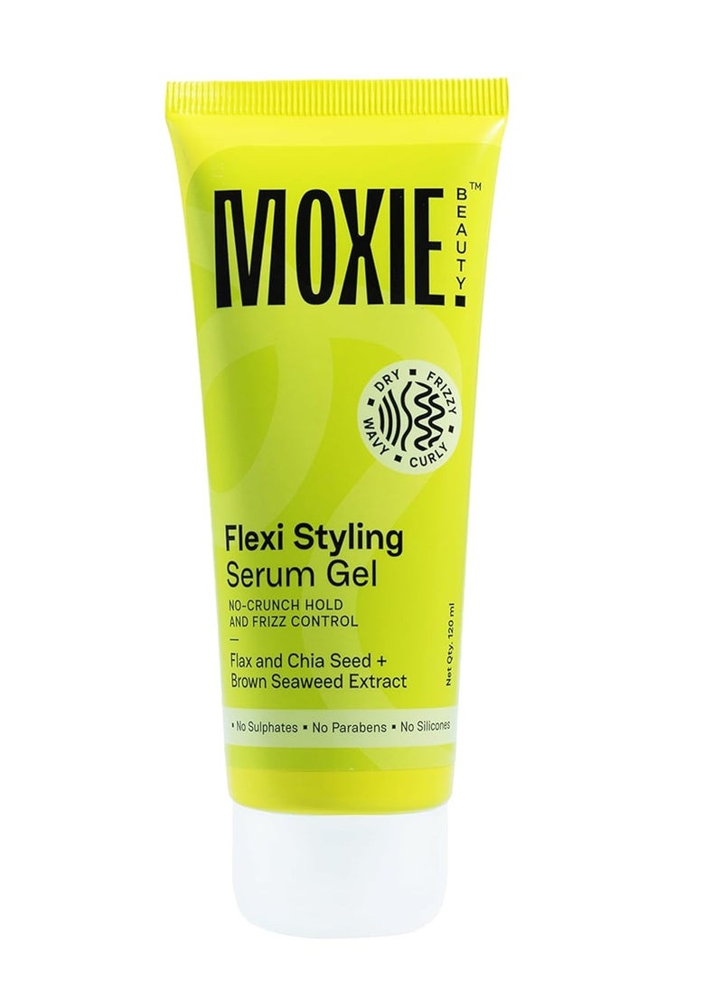 Moxie Beauty Flexi Styling Serum Gel - Medium Hold & 94% Users Reported Frizz Reduction | Non-Crunchy, Non-Sticky | For Frizzy, Dry, Wavy, Curly Hair | Sulphate, Paraben & Silicone Free | 120 m