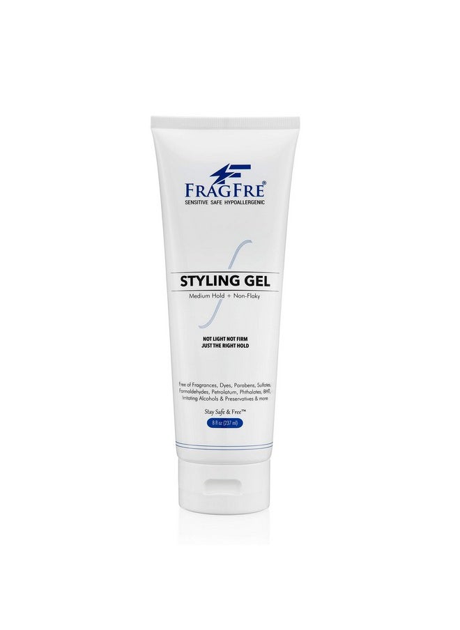 FRAGFRE Styling Gel Fragrance Free 8 oz Medium Hold - Hair Styling Gel for Sensitive Skin - Hypoallergenic Parabens Free - Gluten Free Vegan Cruelty Free - for Men Women and Children