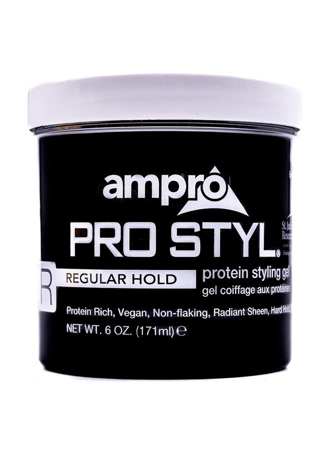 Ampro Pro Styl Styling Gel - Protects and Strengthens Your Strands - Non-Flaking, Alcohol Free, Vegan Formula - Flexible, Touchable Hold for All Hair Textures - Regular - 6 oz