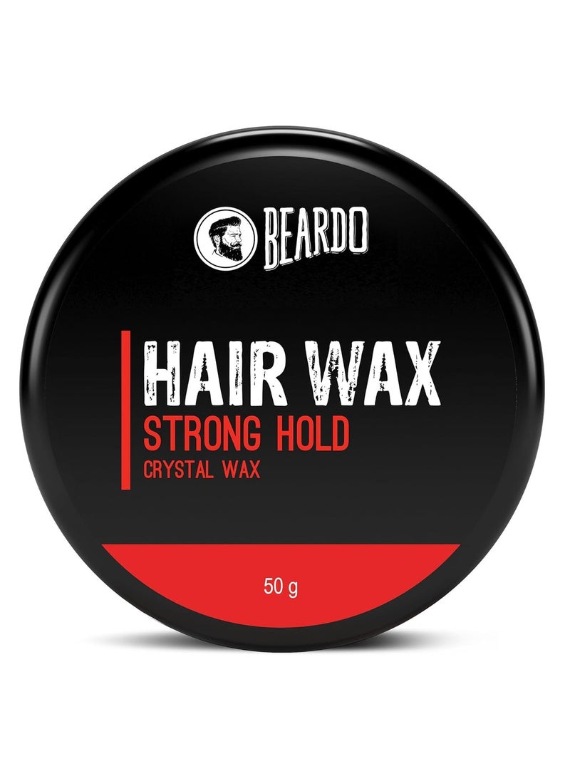 Beardo Stronghold Hair Wax For Men, 50 gm | Crystal Hair Wax with Aloe Vera & Castor Oil | Hair Wax Men | Hair Styling Wax for Glossy Finish & Shine | Strong Hold Hair Wax