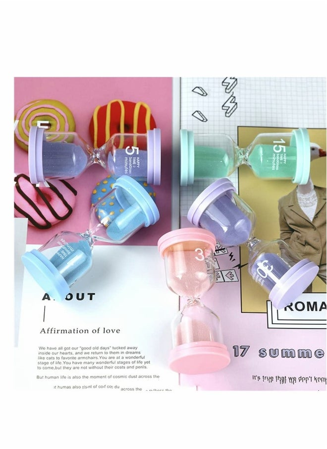 Sand Timer, Colorful Hourglass Sandglass Timer Toothbrush Timer 5mins, 10mins, 15mins, 30mins Sand Clock Timer for Kids Office Kitchen Games Toothbrush Classroom Home (Pack of 4)