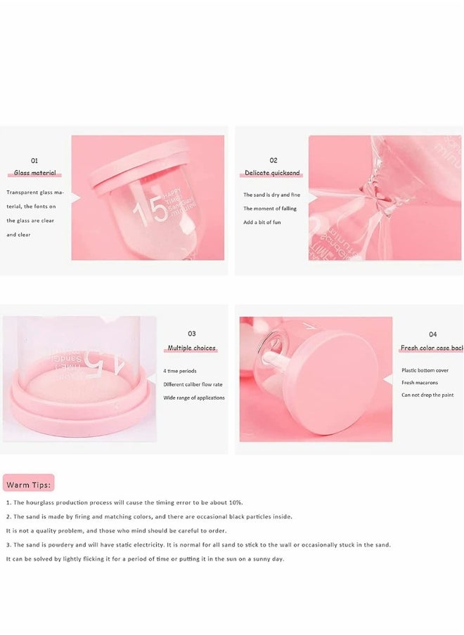 Sand Timer, Colorful Hourglass Sandglass Timer Toothbrush Timer 5mins, 10mins, 15mins, 30mins Sand Clock Timer for Kids Office Kitchen Games Toothbrush Classroom Home (Pack of 4)