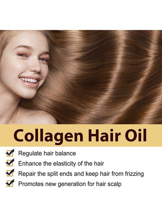Collagen Hair Oil - For Dry Damaged Hair,Collagen Hair Care Essential Oil Repair split ends, Improve Hair quality, Moisturize and Smooth Hair Essence,50ml