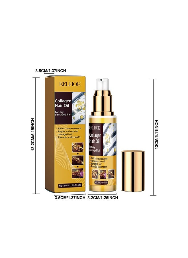 Collagen Hair Oil - For Dry Damaged Hair,Collagen Hair Care Essential Oil Repair split ends, Improve Hair quality, Moisturize and Smooth Hair Essence,50ml