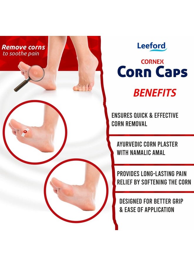 Cornex Corn Caps 40 Strips Medicated Plaster Bandage Skin Friendly Cap Soothing Effect Helps For Fast Effective And Easy To Deep Foot Corn Remover
