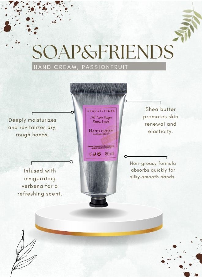 Soap&Friends Passionfruit Hand Cream 80ml – Tropical Moisturizer with 20% Organic Shea Butter – Natural, Cruelty-Free Hand Cream