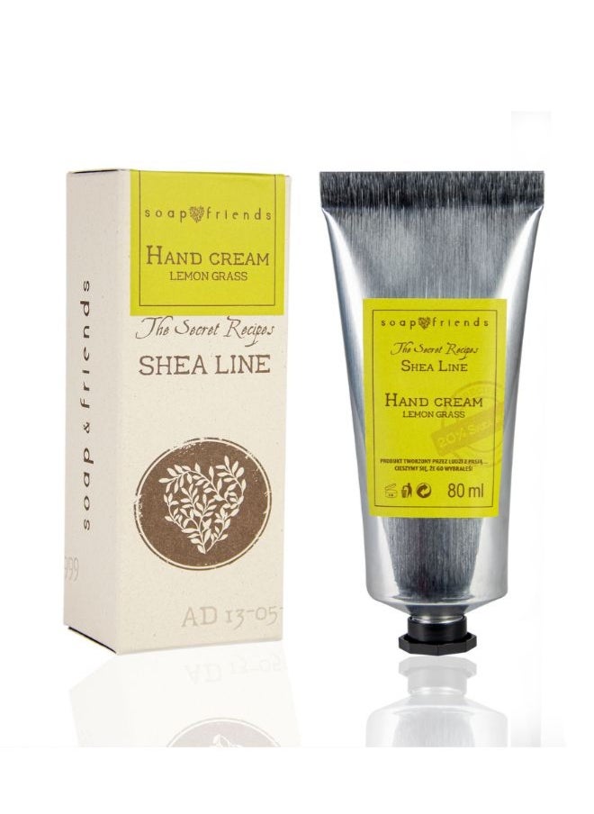 Soap&Friends Lemongrass Hand Cream 80ml – Invigorating Moisturizer with 20% Organic Shea Butter – Natural, Organic & Cruelty-Free