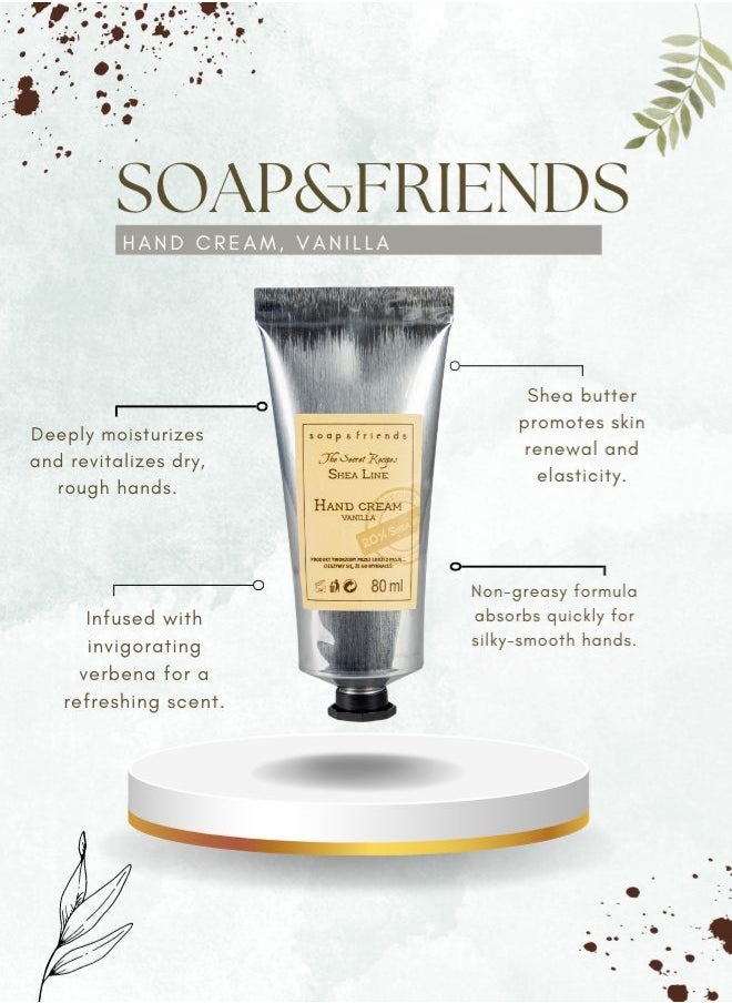 Soap&Friends Vanilla Hand Cream 80ml – Comforting Moisturizer with 20% Organic Shea Butter – Soothing, Natural & Cruelty-Free