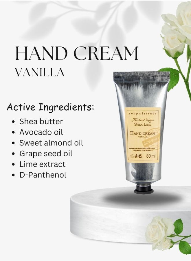 Soap&Friends Vanilla Hand Cream 80ml – Comforting Moisturizer with 20% Organic Shea Butter – Soothing, Natural & Cruelty-Free