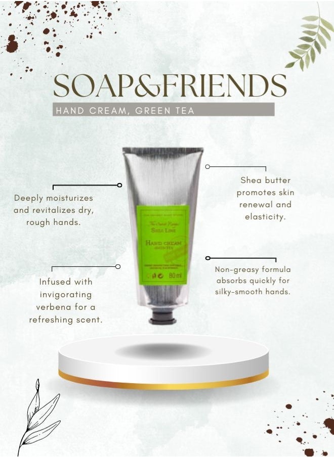 Soap&Friends Green Tea Hand Cream 80ml – Antioxidant-Rich Moisturizer with 20% Organic Shea Butter – Skin Protection, Natural & Cruelty-Free Formula