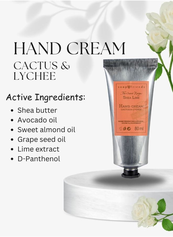 Soap&Friends Cactus & Lychee Hand Cream 80ml – Exotic Moisturizer with 20% Organic Shea Butter – Natural, Cruelty-Free