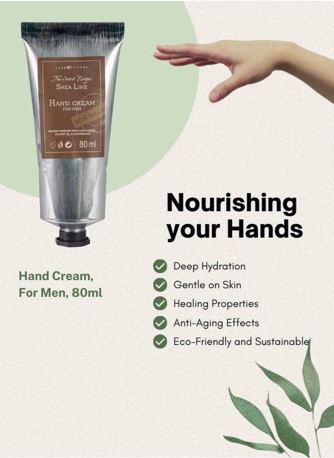 Soap&Friends Men’s Hand Cream 80ml – Gentle Moisturizer with 20% Organic Shea Butter – Masculine Care for Dry Hands, Natural & Cruelty-Free