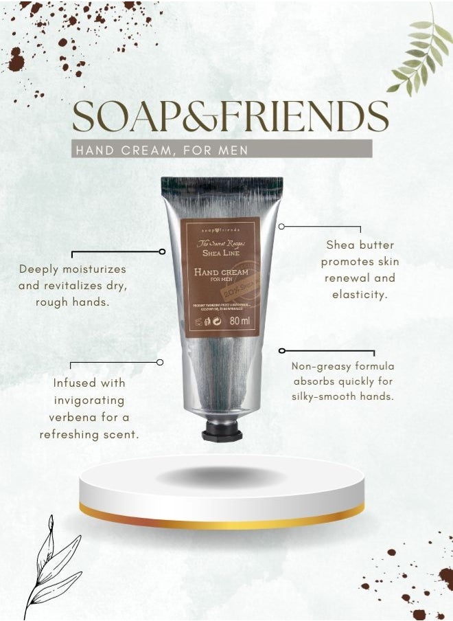 Soap&Friends Men’s Hand Cream 80ml – Gentle Moisturizer with 20% Organic Shea Butter – Masculine Care for Dry Hands, Natural & Cruelty-Free