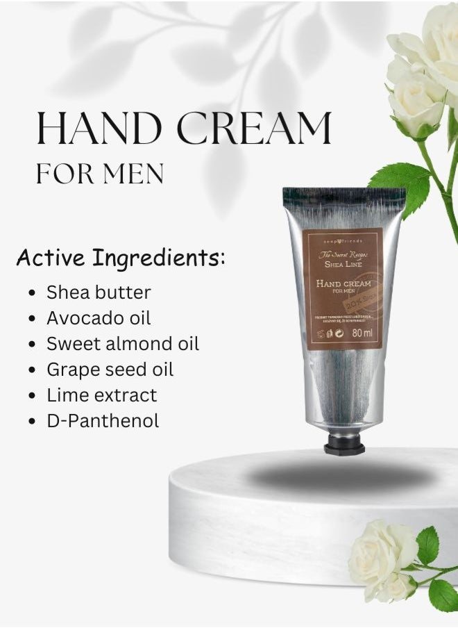 Soap&Friends Men’s Hand Cream 80ml – Gentle Moisturizer with 20% Organic Shea Butter – Masculine Care for Dry Hands, Natural & Cruelty-Free