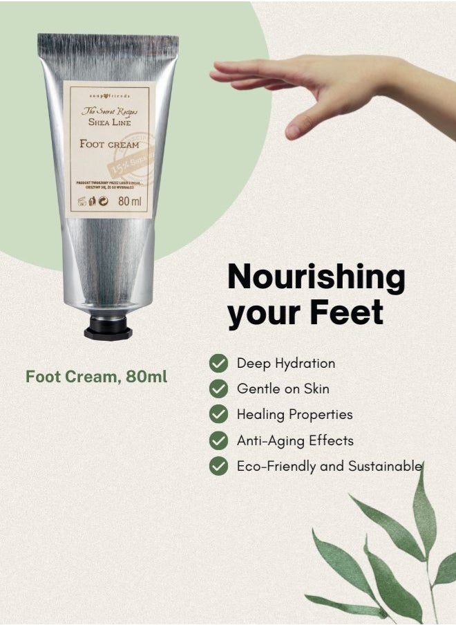 Soap&Friends Foot Cream 80ml – Moisturizing Repair Cream with 15% Shea Butter & Urea – Nourishing, Natural Formula for Dry Feet & Cracked Heels