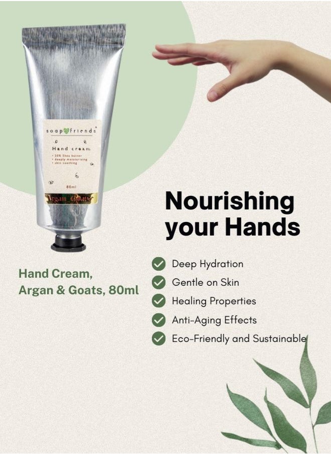 Soap&Friends Argan & Goat Milk Hand Cream 80ml – Nourishing Shea Butter Moisturizer for Dry Hands – Natural, Organic & Cruelty-Free Skincare