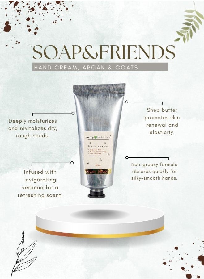 Soap&Friends Argan & Goat Milk Hand Cream 80ml – Nourishing Shea Butter Moisturizer for Dry Hands – Natural, Organic & Cruelty-Free Skincare