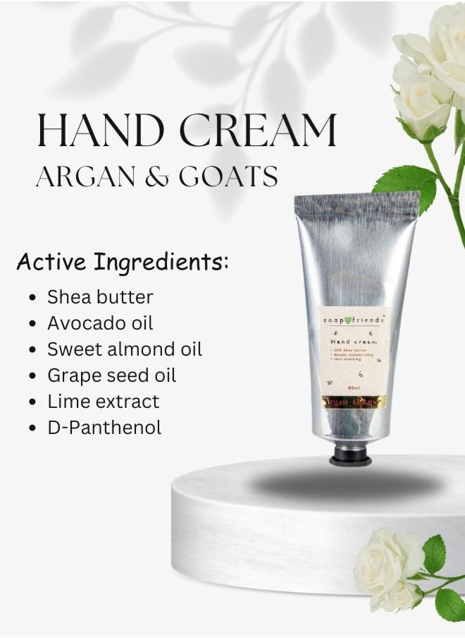 Soap&Friends Argan & Goat Milk Hand Cream 80ml – Nourishing Shea Butter Moisturizer for Dry Hands – Natural, Organic & Cruelty-Free Skincare