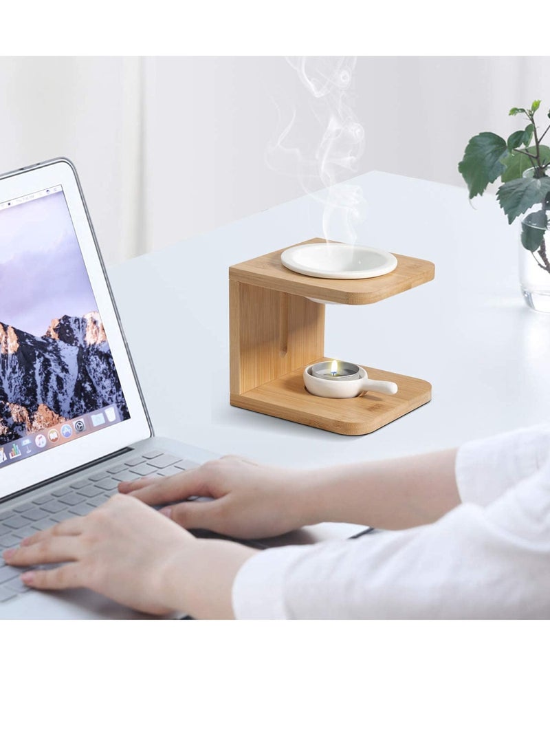 Wooden Essential Oil Burner with Candle Holder - Aromatherapy Oil Diffuser for Home Decor and Relaxation Gift