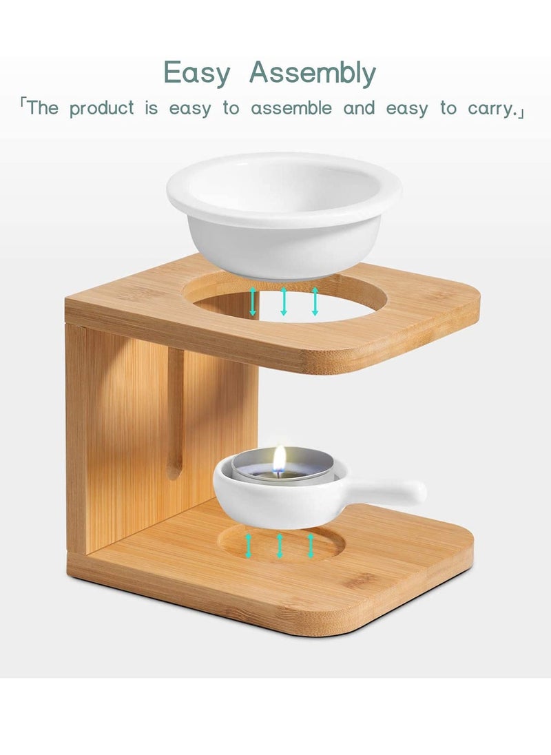 Wooden Essential Oil Burner with Candle Holder - Aromatherapy Oil Diffuser for Home Decor and Relaxation Gift