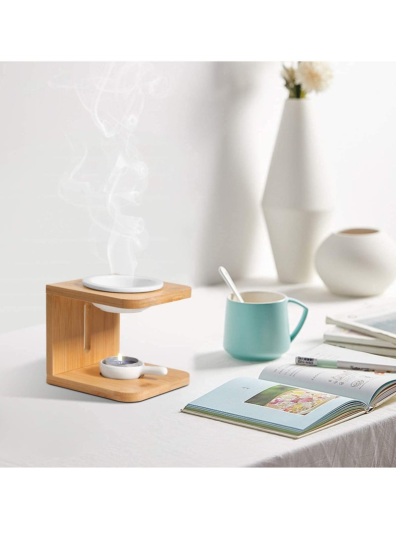 Wooden Essential Oil Burner with Candle Holder - Aromatherapy Oil Diffuser for Home Decor and Relaxation Gift