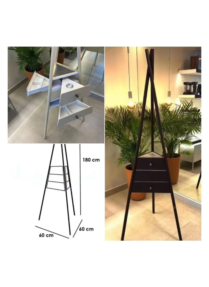 Bakhoor Burner Stand 175cm, Incense Holder with Cloth Hooks & Steam Holes for Clothes, Tall Hanging Stand for Efficient Aroma Infusion, Elegant & Sturdy Design for Home & Boutique Use (Black)
